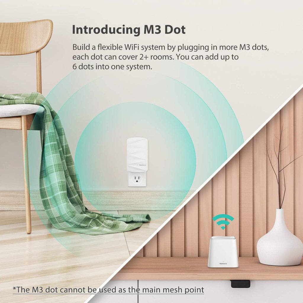 Mesh WiFi System, 3,000 sq.ft Whole Home Coverage, 1 WiFi Point & 1 Dot D26922