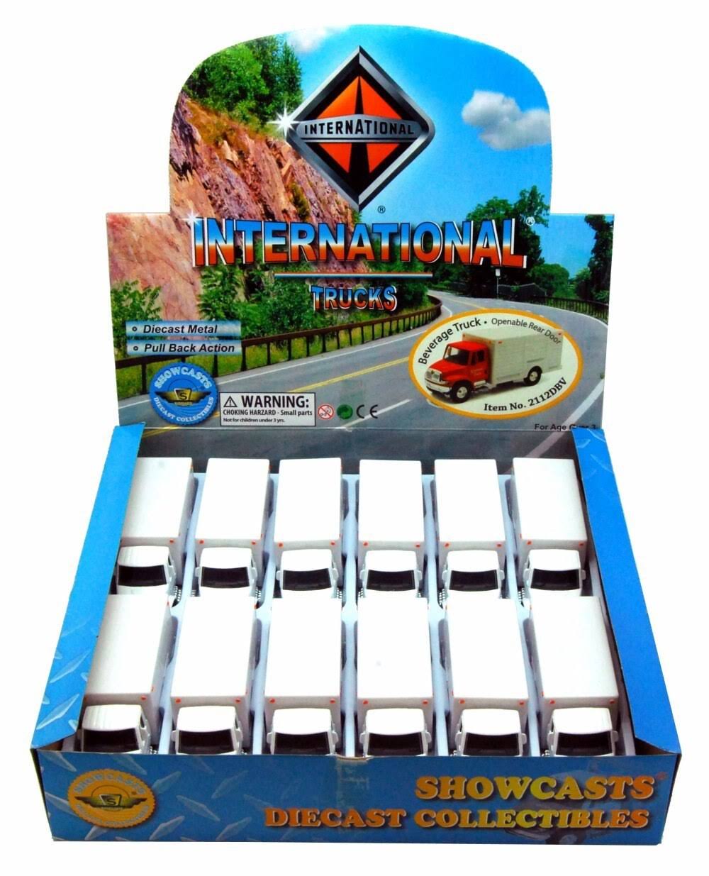 12 Pc Diecast Model Cars - International Beverage Delivery Truck, White, 5.25 inch X1515