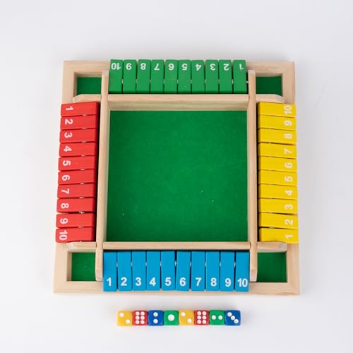 12 Inches 2-4 Player Wooden Shut The Box Dice Game with 8 Dices U4272