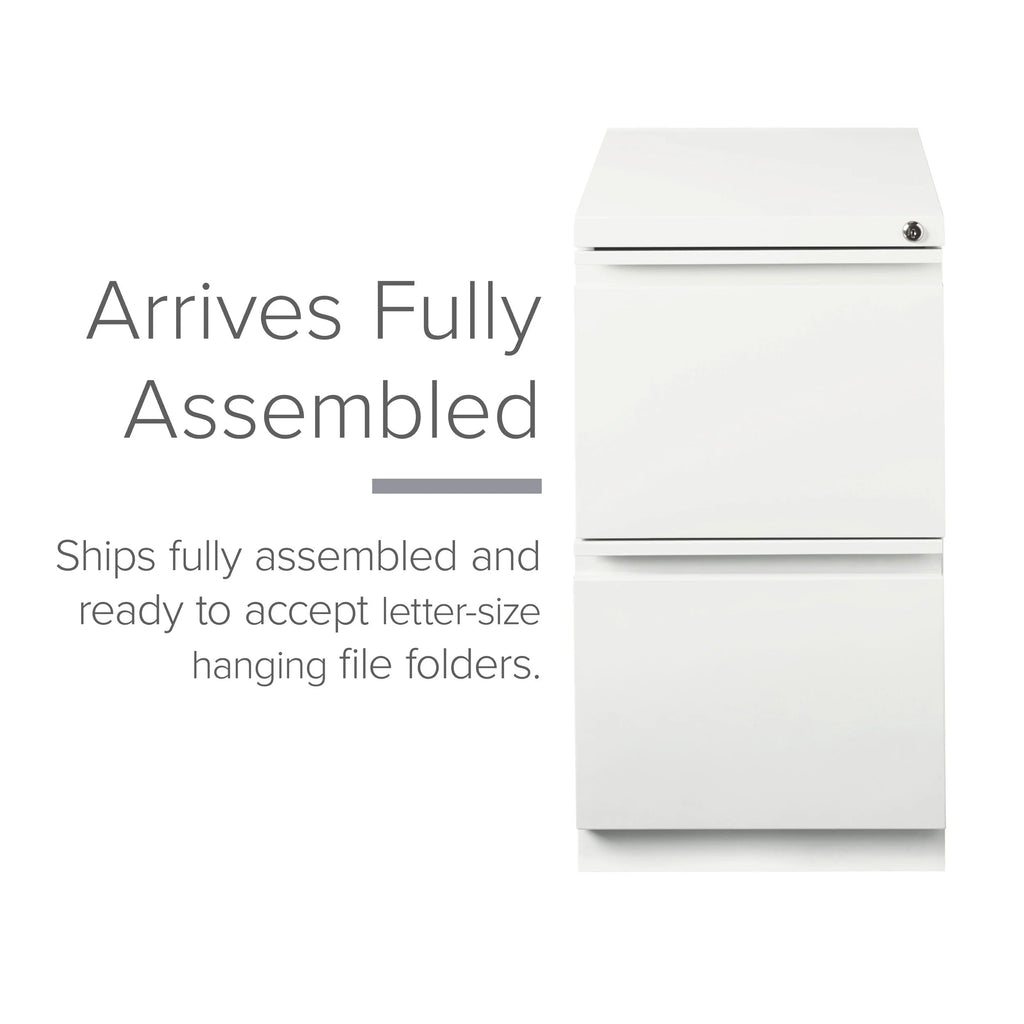 20" Deep 2 Drawer Mobile Pedestal File Cabinet, Letter Width, White C775719