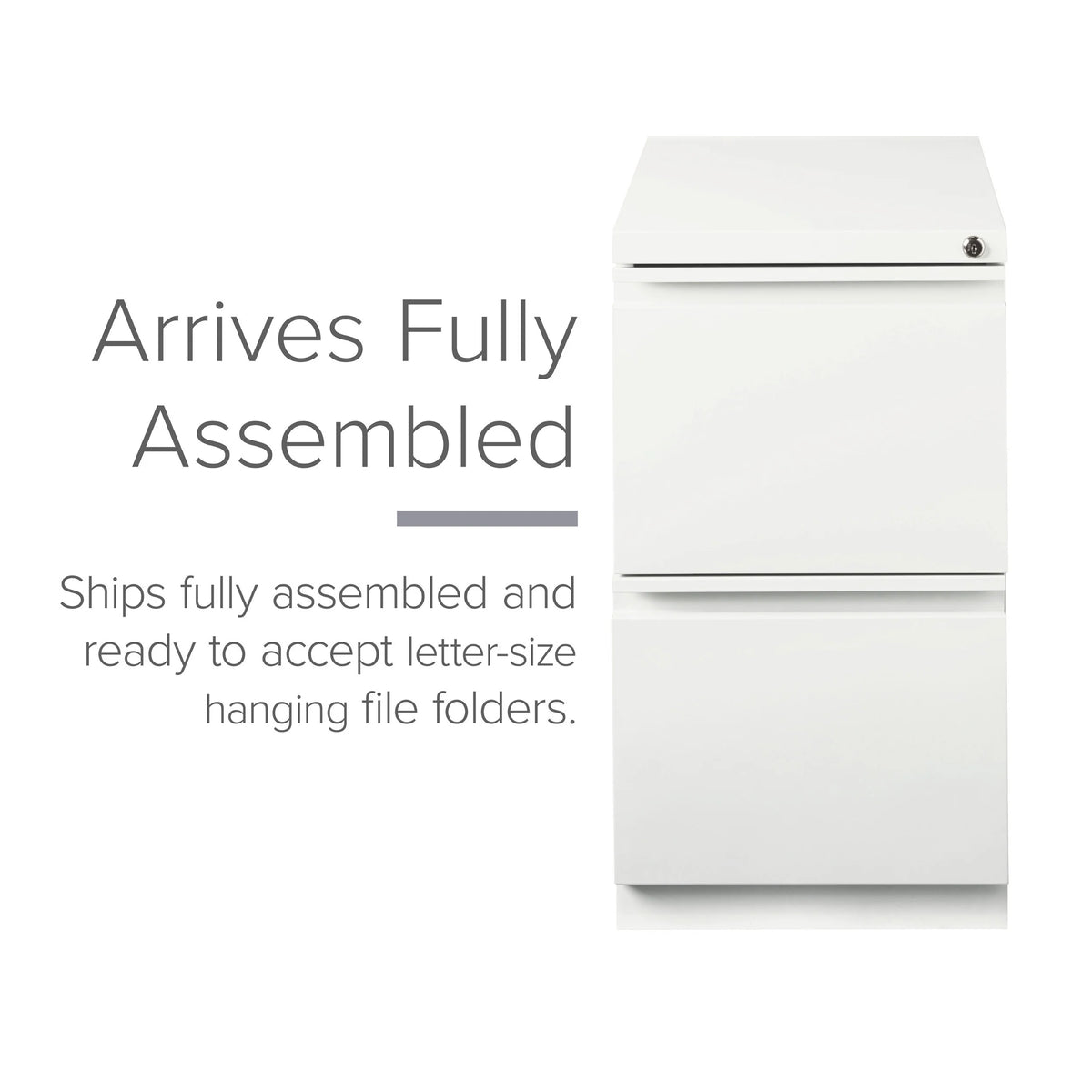 20" Deep 2 Drawer Mobile Pedestal File Cabinet, Letter Width, White C775719