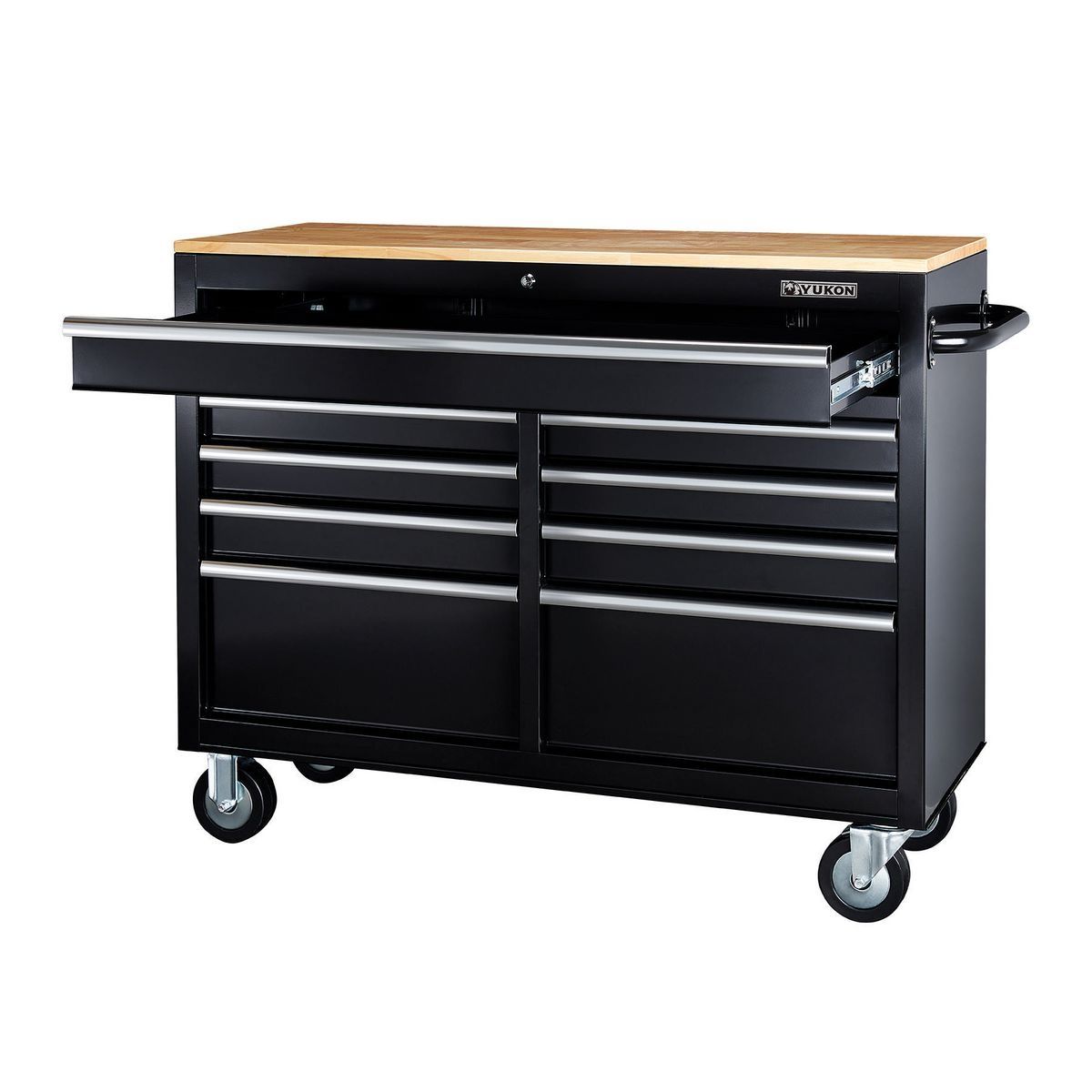 Black 9-Drawer Mobile Storage Cabinet with Solid Wood Top O88497