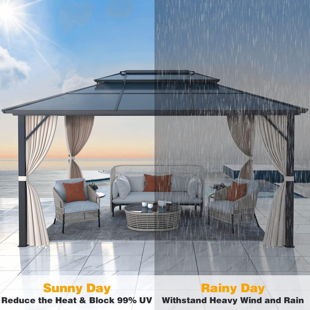 10' x 13' Outdoor Hardtop Gazebo with Aluminum Frame C25059