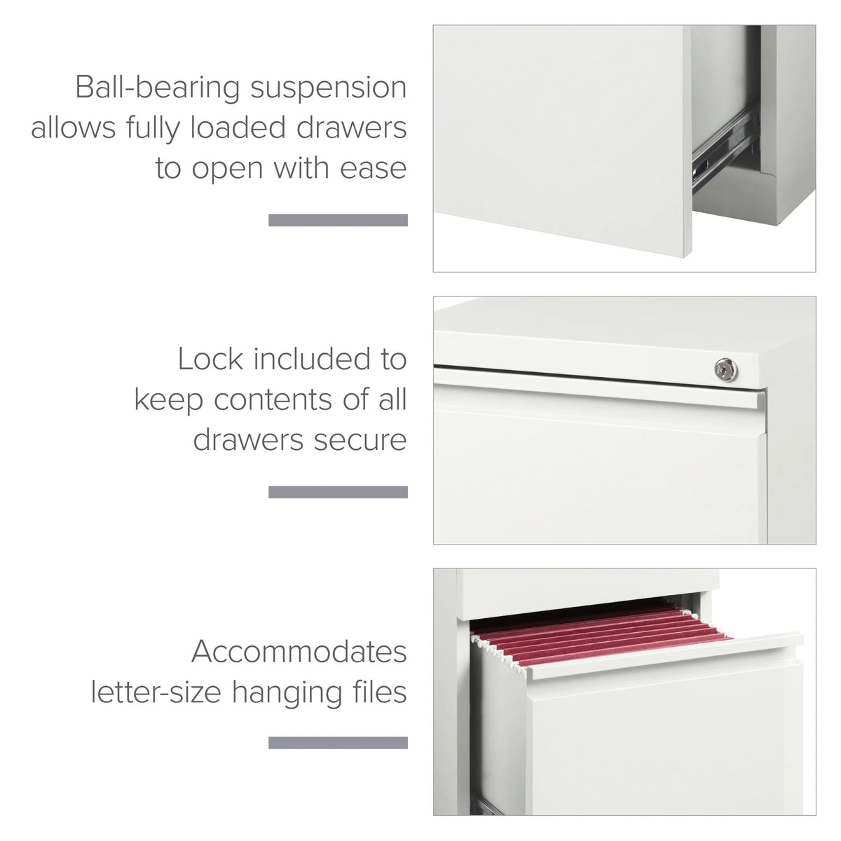 20" Deep 2 Drawer Mobile Pedestal File Cabinet, Letter Width, White C775719