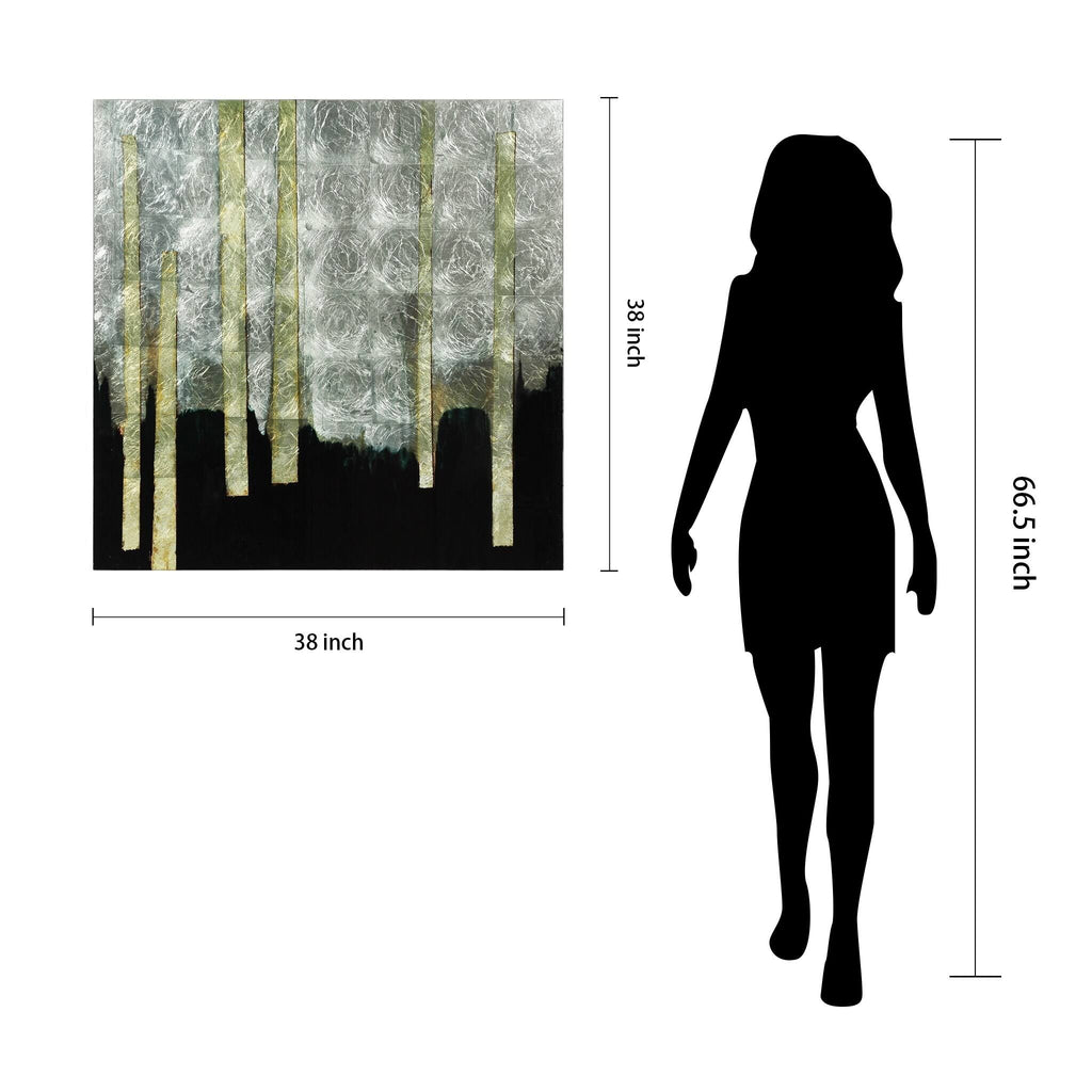 Printed Tempered Glass Art with Silver Leaf H969