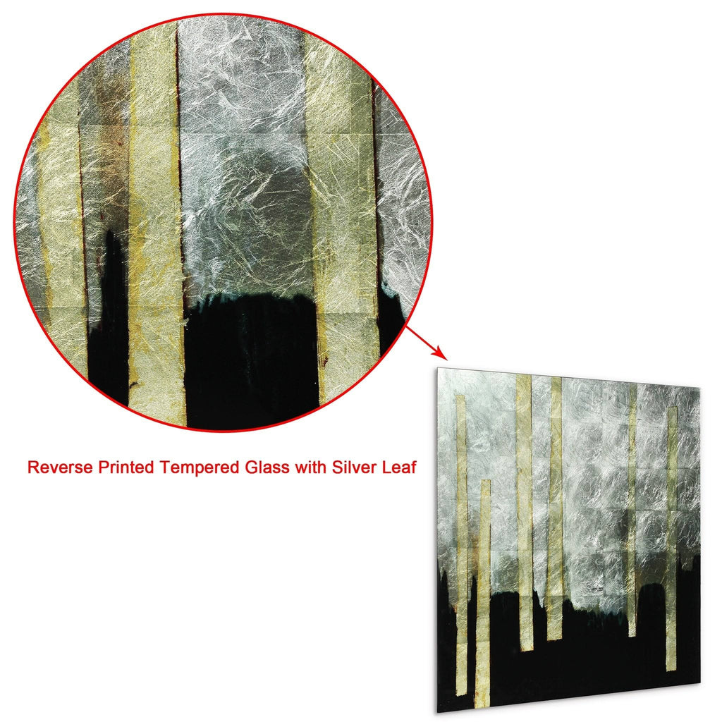Printed Tempered Glass Art with Silver Leaf H969