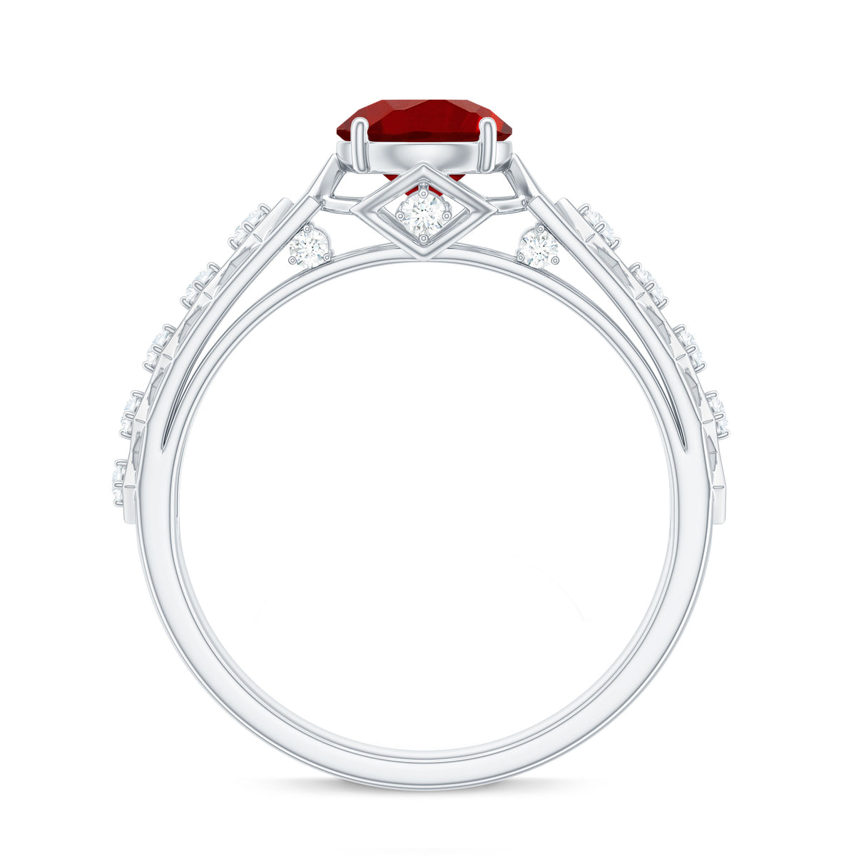 1.25 CT Created Ruby and Diamond Filigree Engagement Ring, 925 Sterling Silver I47944