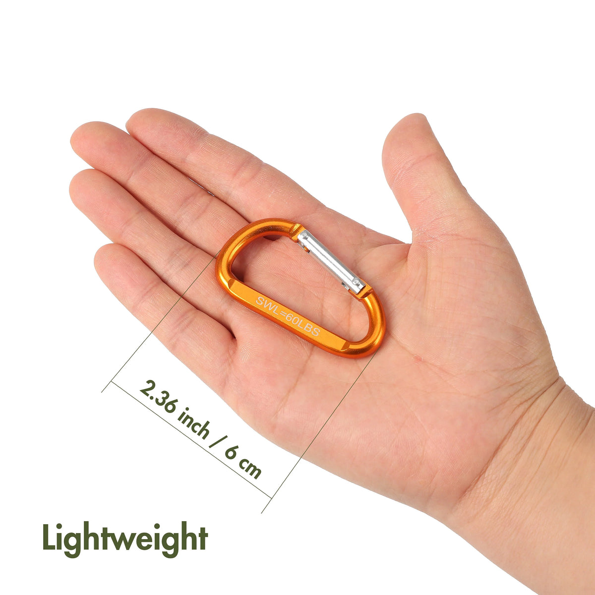 2 Pack Spring Loaded D-shaped Aluminum Carabiners D879293