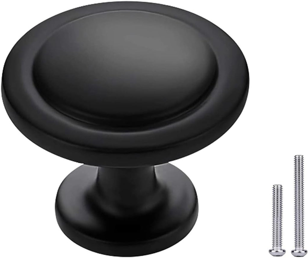 1-1/4 inch Matte Black 6 Pack Drawer Knobs O4910