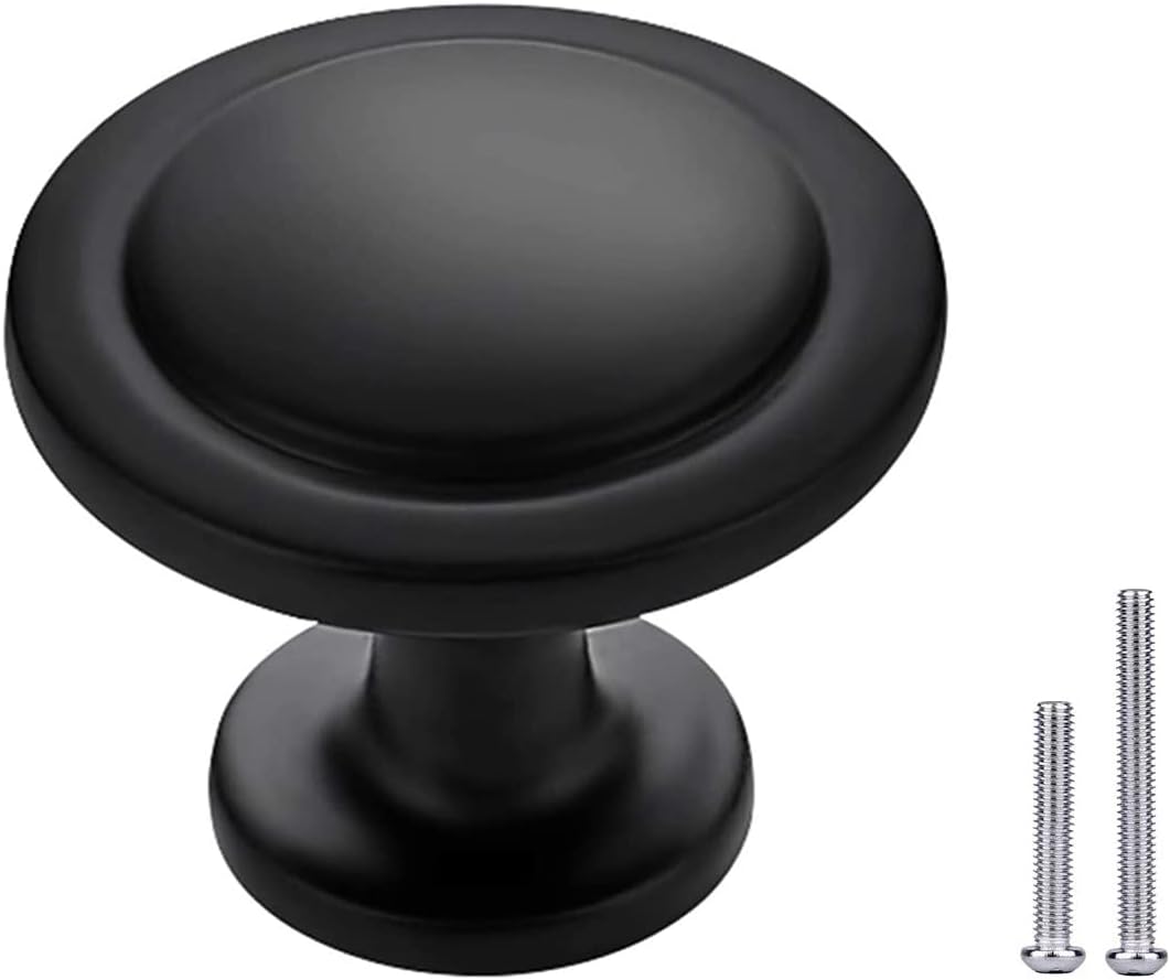 1-1/4 inch Matte Black 6 Pack Drawer Knobs O4910