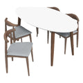 Solid Wood Walnut Oval Dining Table and Chair Set for 4 X8747