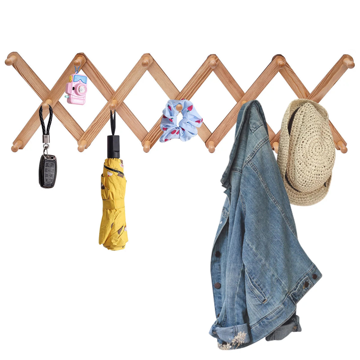 Expandable Wooden Coat Rack 17 Hooks X81981