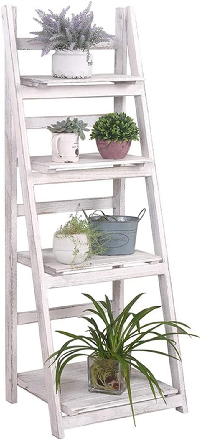 4 Tier Rustic Wood Stand with Shelves C491406