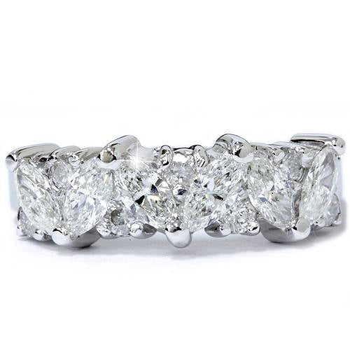 14k White Gold Marquise Diamond Wedding Ring L520372
