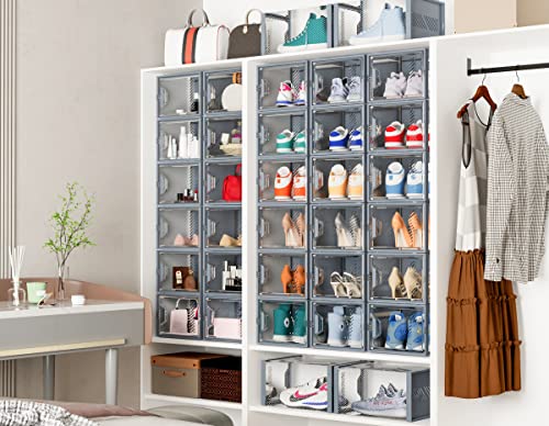12 Pack Clear Plastic Stackable Shoe Storage Boxes Q833052