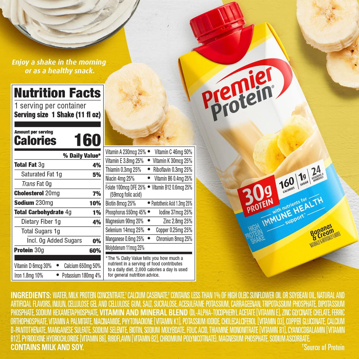 Bananas & Cream Protein Shake 30g 11 fl oz 4 Ct U9644