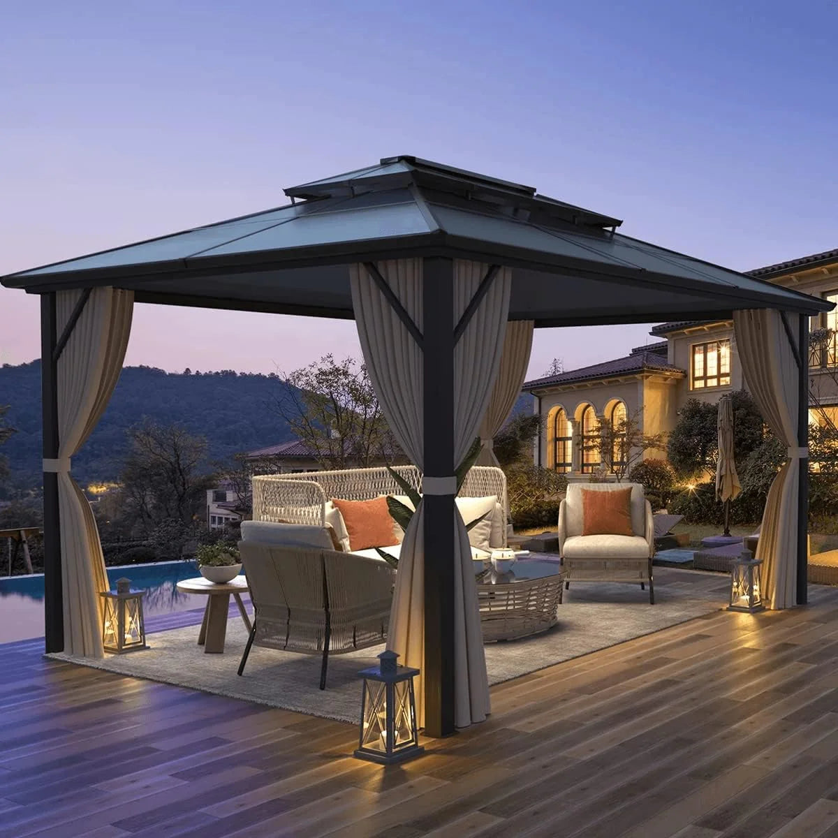 10' x 13' Outdoor Hardtop Gazebo with Aluminum Frame C25059