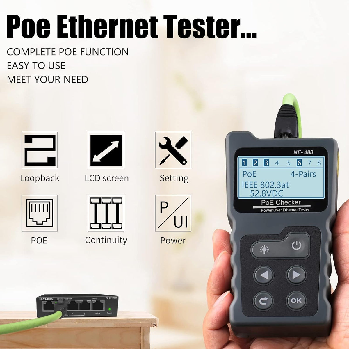 RJ45 Ethernet Tester, POE Cable Tester, Pack of 2 Y167