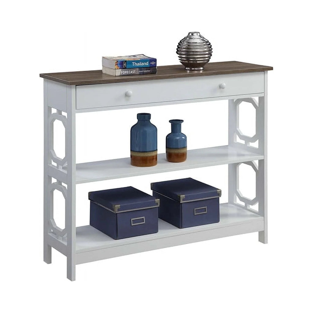Contemporary One-Drawer Console Table in Espresso and White Wood V812