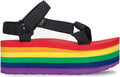 Rainbow-Black Flatform Sandals S57867