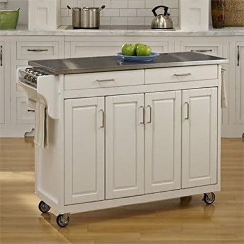 White Stainless Top Kitchen Cart N2672