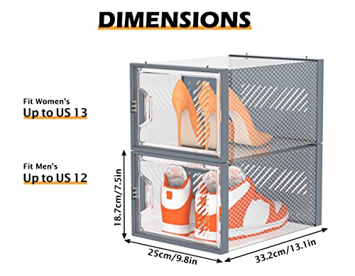12 Pack Clear Plastic Stackable Shoe Storage Boxes Q833052
