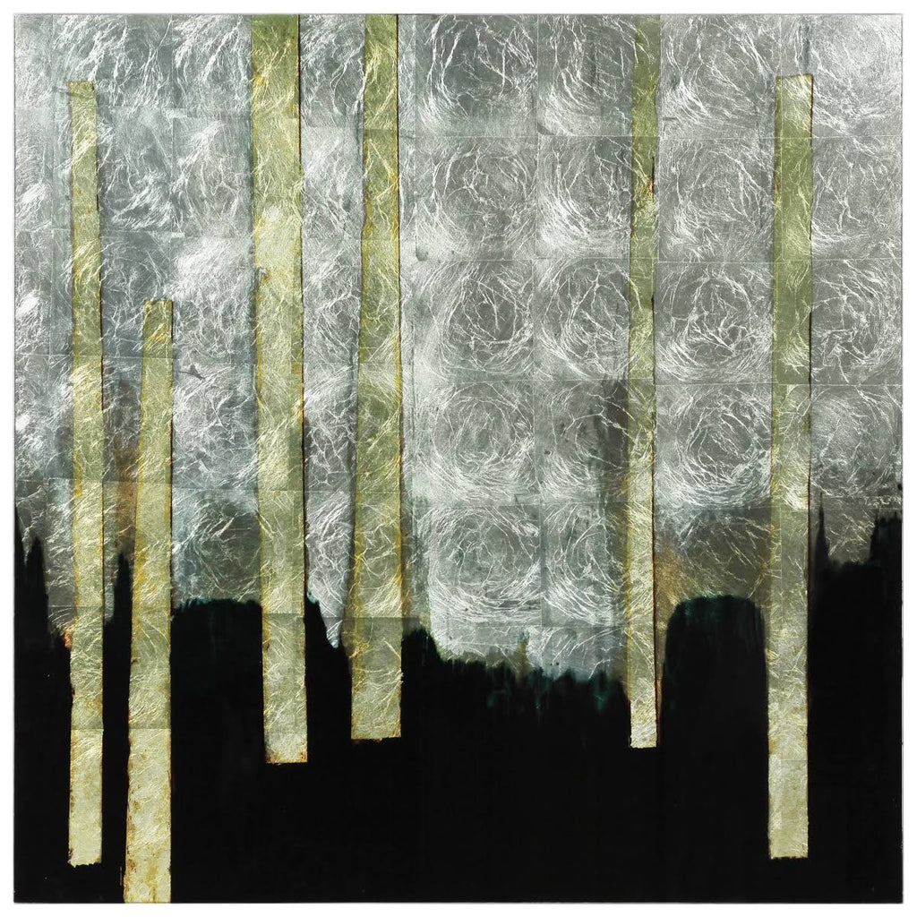 Printed Tempered Glass Art with Silver Leaf H969