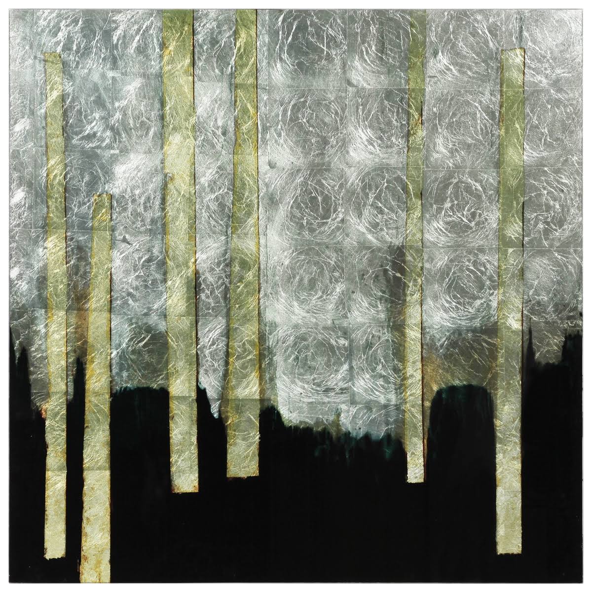 Printed Tempered Glass Art with Silver Leaf H969