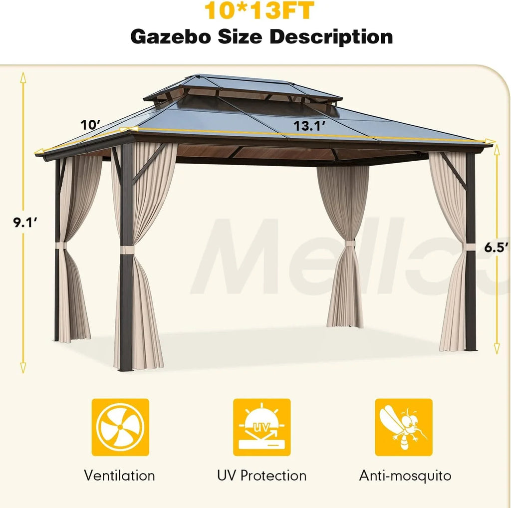 10' x 13' Outdoor Hardtop Gazebo with Aluminum Frame C25059