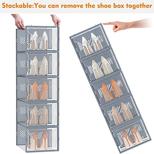 12 Pack Clear Plastic Stackable Shoe Storage Boxes Q833052