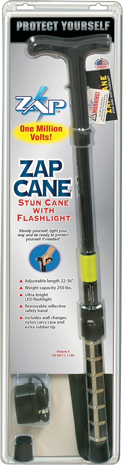 Walking Cane with Stun Device and LED Flashlight U825133