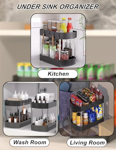 2 Pack Black Under Sink Organizer C23121