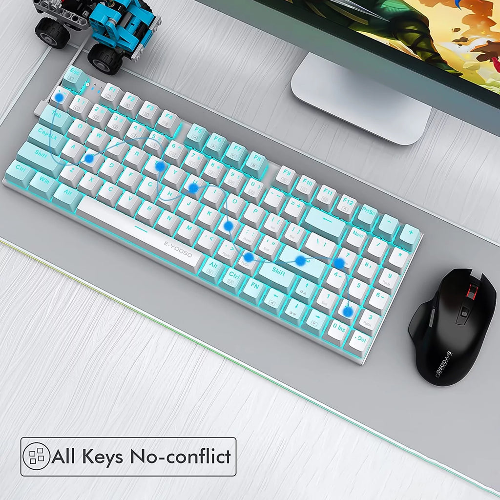 Wired Compact Backlit Mechanical Keyboard 94 Keys Blue Switch H69769