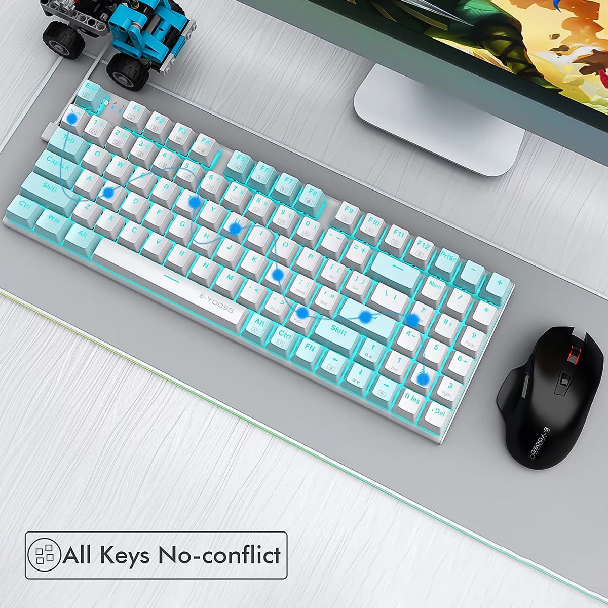Wired Compact Backlit Mechanical Keyboard 94 Keys Blue Switch H69769