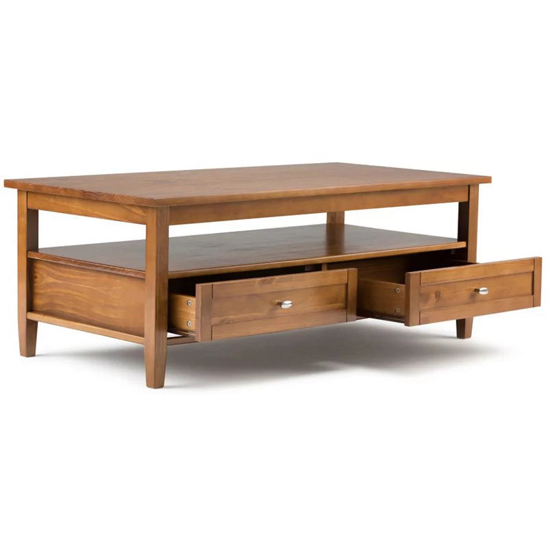 Wood 48" Coffee Table and 14" Narrow Side Table F66542