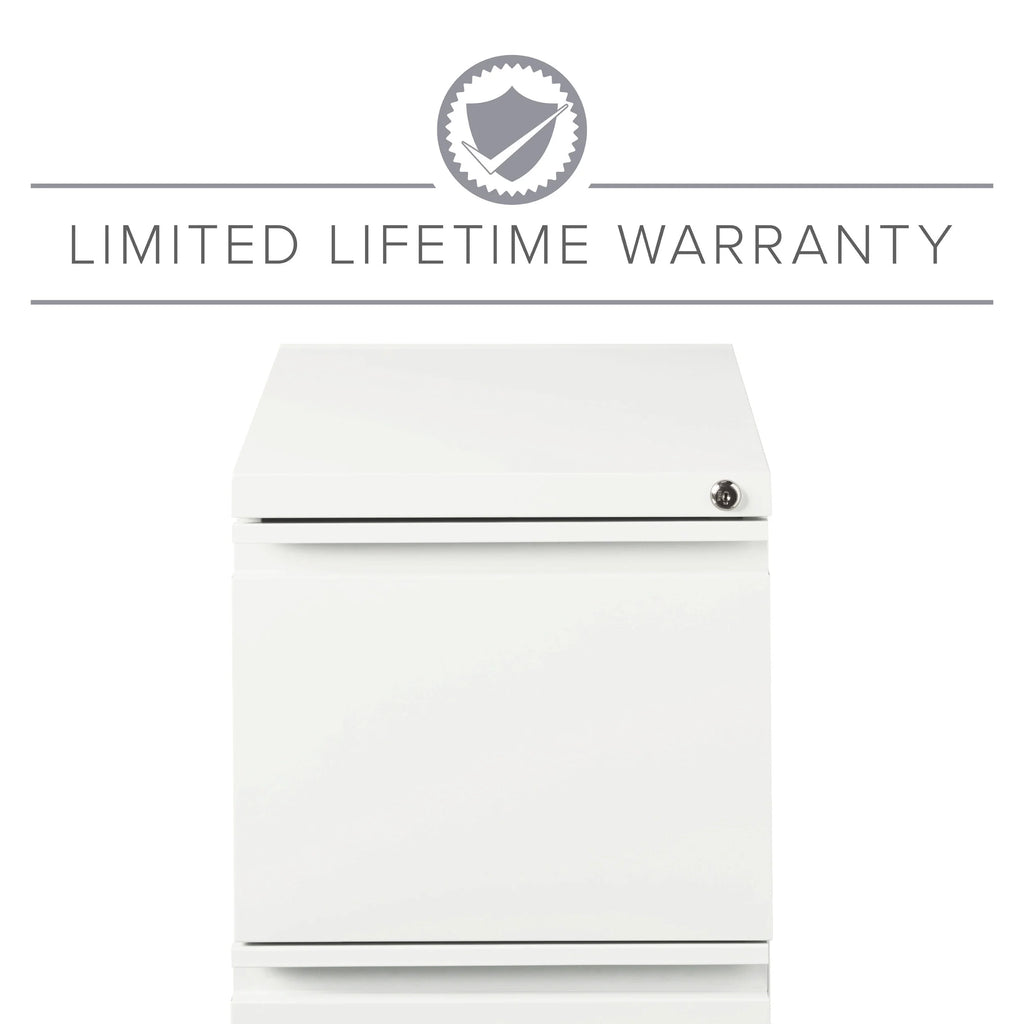 20" Deep 2 Drawer Mobile Pedestal File Cabinet, Letter Width, White C775719