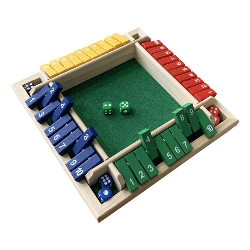 12 Inches 2-4 Player Wooden Shut The Box Dice Game with 8 Dices U4272
