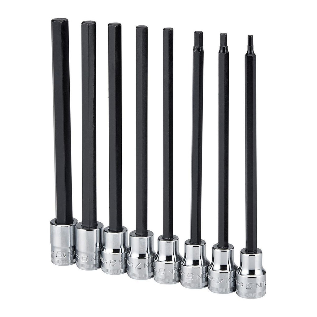 3/8 in. Drive Metric Long Hex Bit Socket Set, 8 Piece U724