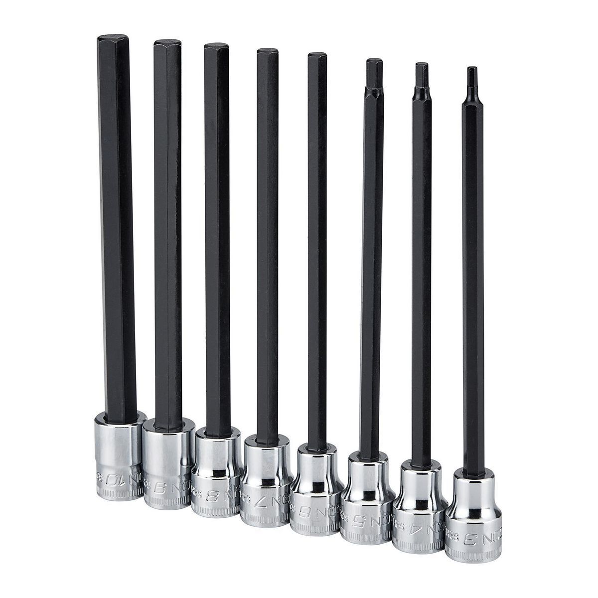 3/8 in. Drive Metric Long Hex Bit Socket Set, 8 Piece U724