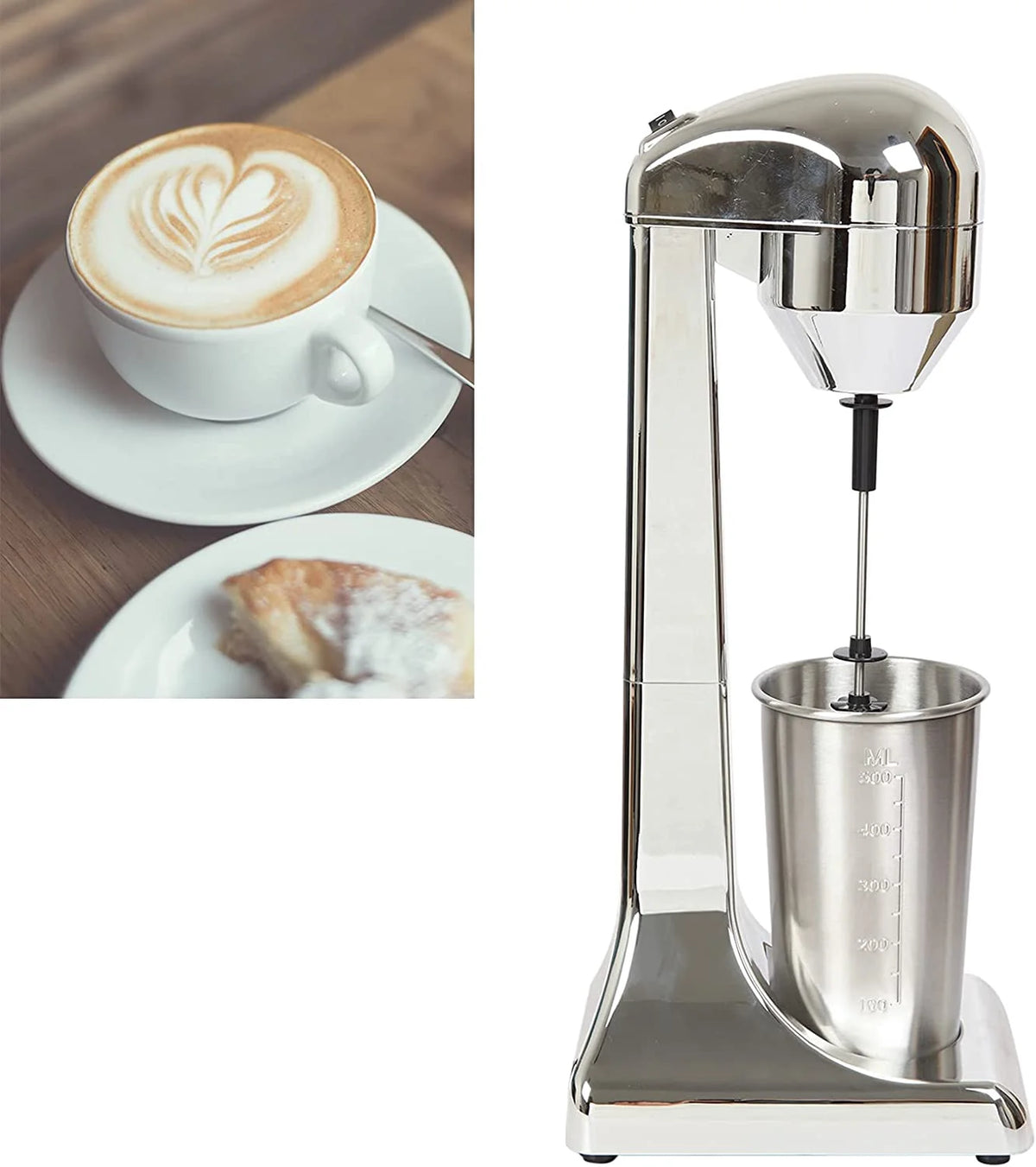 110V 23000RPM Electric Milk Shaker Machine with 500ml Stainless Steel Cup D4655