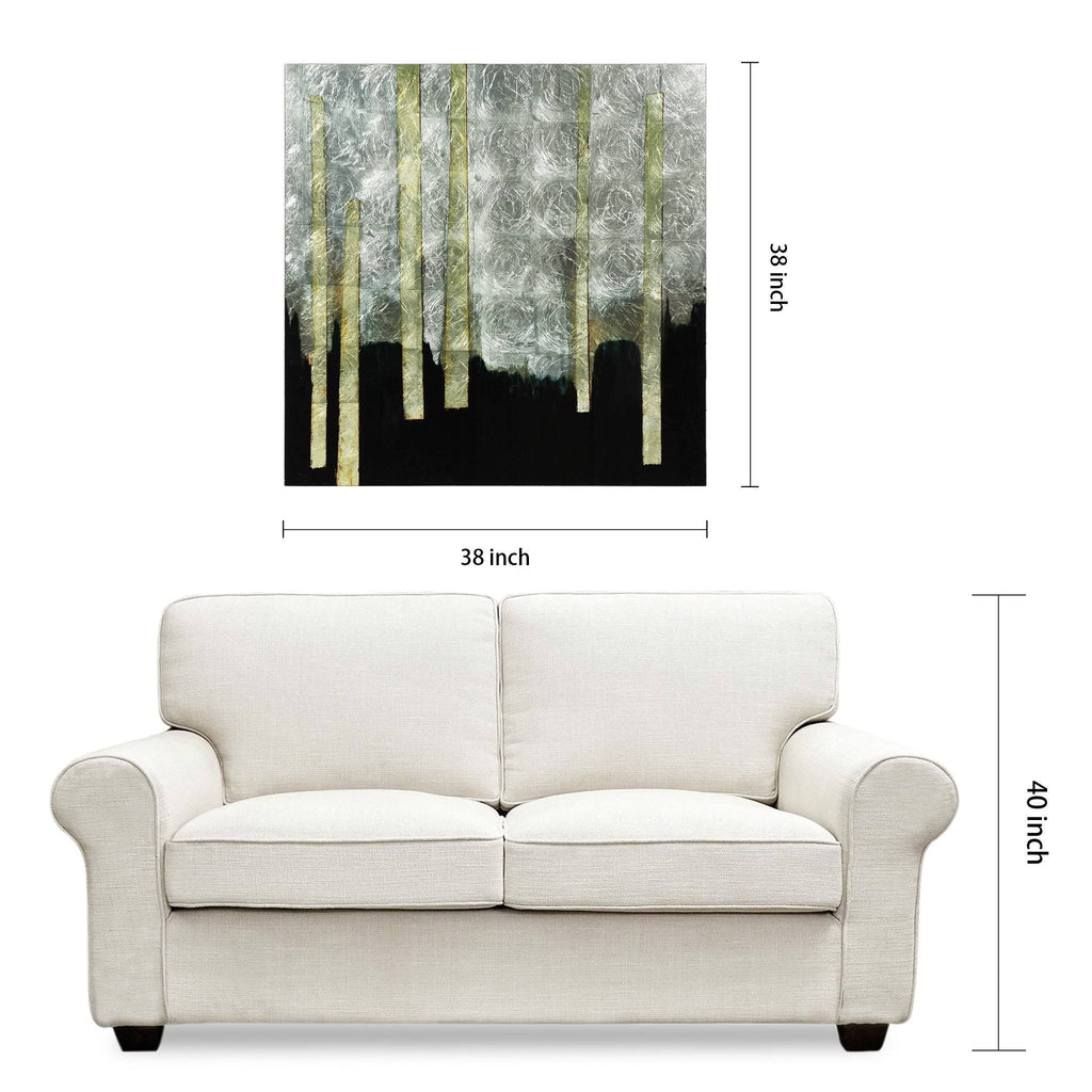 Printed Tempered Glass Art with Silver Leaf H969