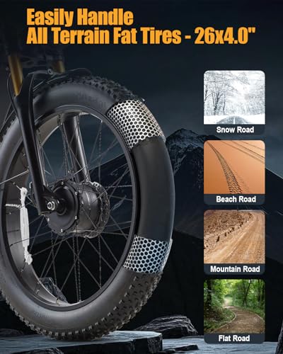 2000W Electric Bike 48V 30AH Removable Battery 26" Fat Tire Full Suspension Z4880