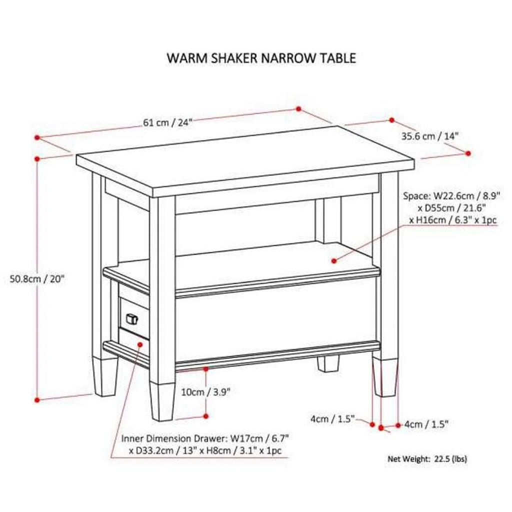 Wood 48" Coffee Table and 14" Narrow Side Table F66542