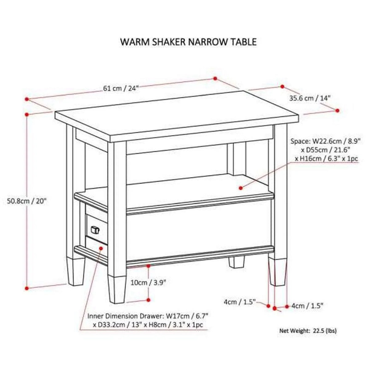 Wood 48" Coffee Table and 14" Narrow Side Table F66542