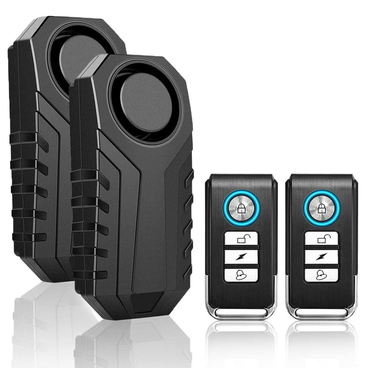 2 Set Wireless Bike Alarm with Remote, Anti-Theft Vibration Motion Sensor Alarm, IP55 Waterproof 113dB Alarm B35942