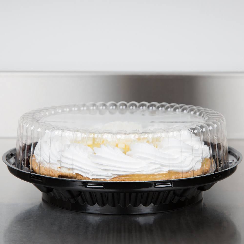 9x22 Black Pie Container with Clear High Dome Lid U102