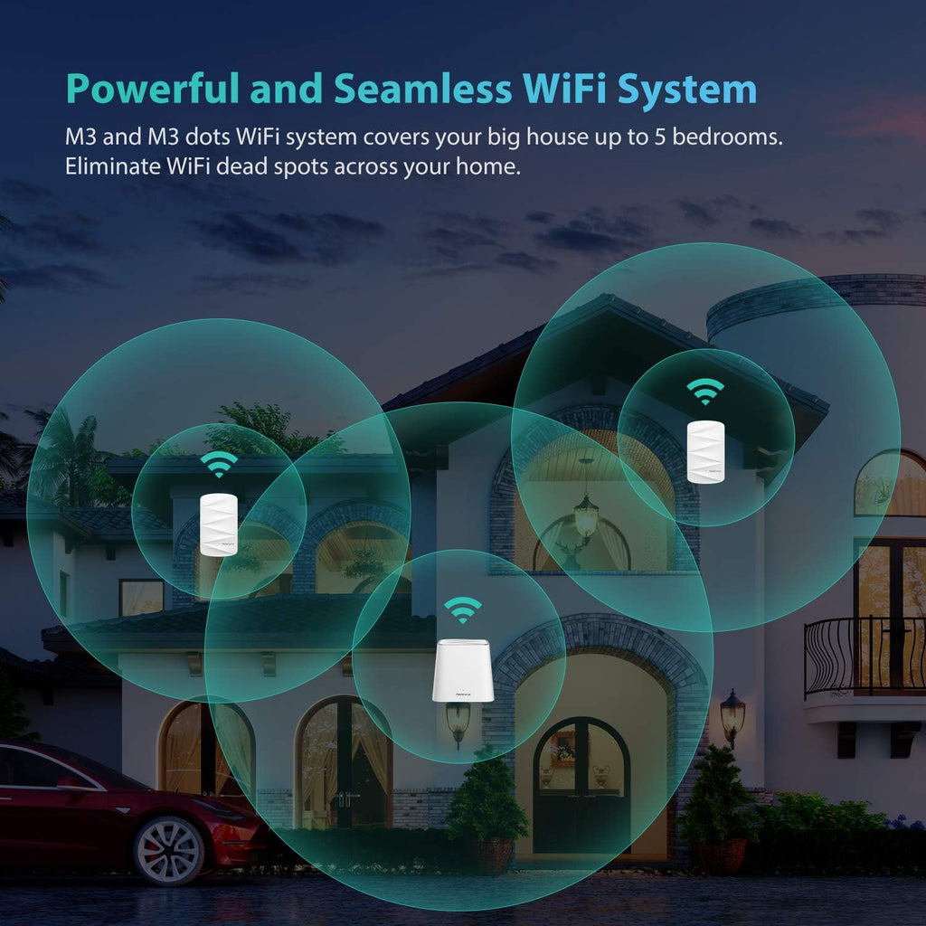 Mesh WiFi System, 3,000 sq.ft Whole Home Coverage, 1 WiFi Point & 1 Dot D26922