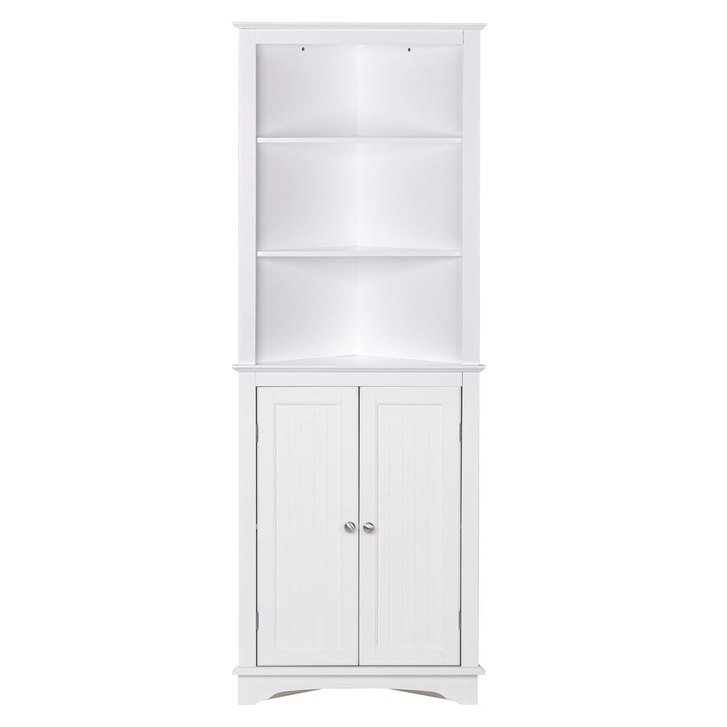 White Tall Corner Cabinet with 2 Shutter Doors O3987