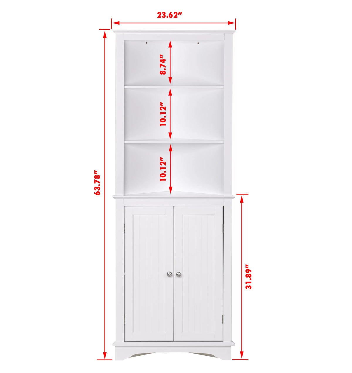 White Tall Corner Cabinet with 2 Shutter Doors O3987