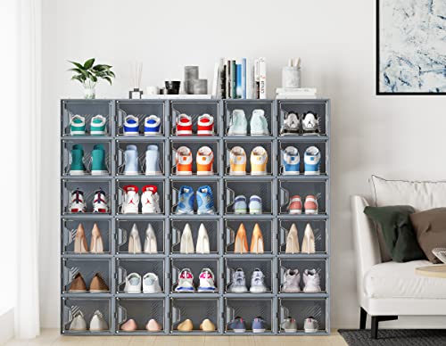12 Pack Clear Plastic Stackable Shoe Storage Boxes Q833052